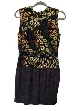 Rachel Rachel Roy Size 8 Animal Print Dress Sequin Waistband Pockets